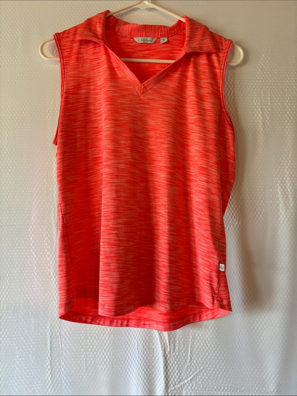 Lady Hagen Sleeveless Polo Tank - Coral Heathered